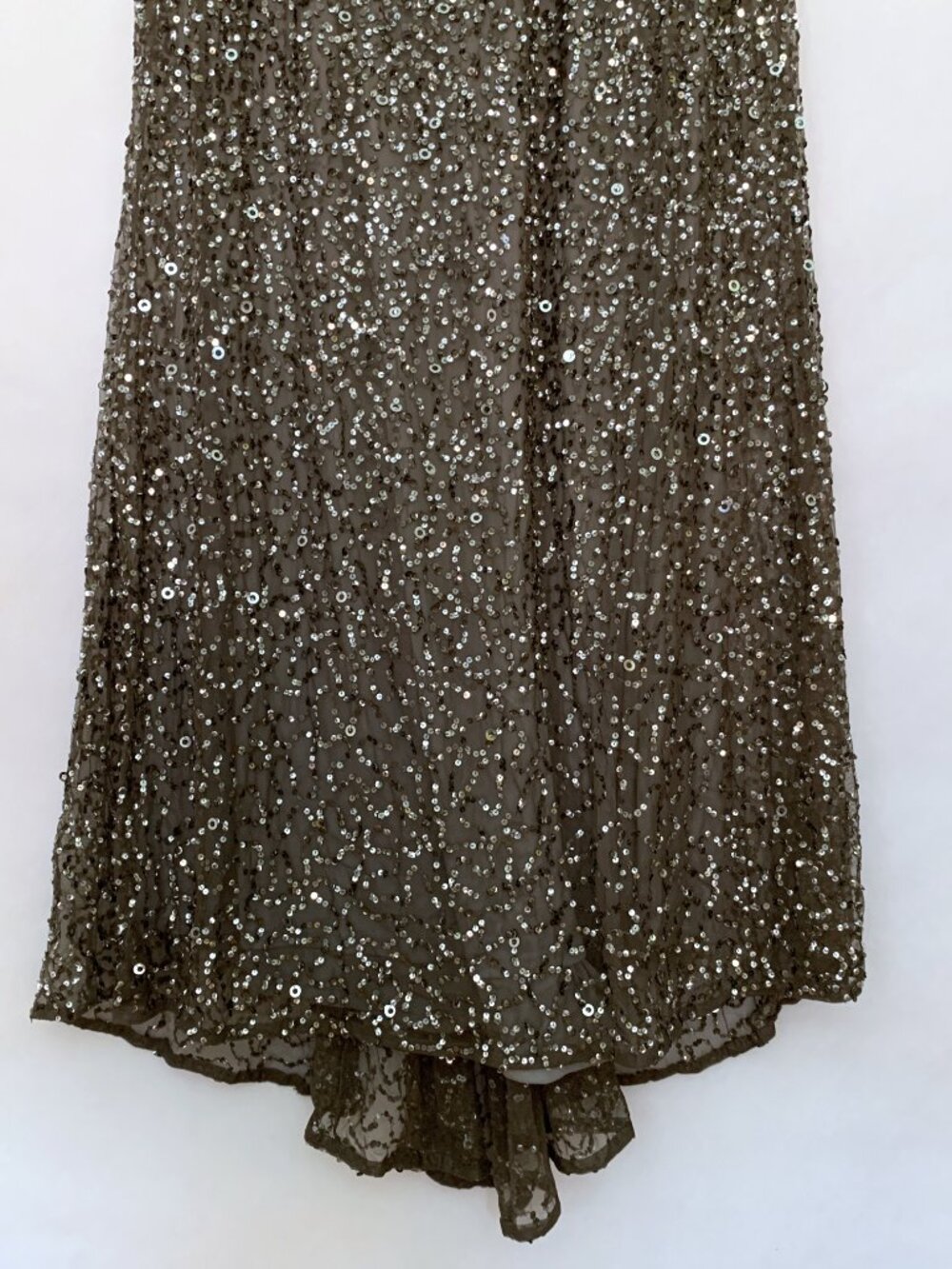Adrianna Papell Scoop-Back All-Over Sequin Gown | Lead Gray | Size 18W - Picture 4 of 16